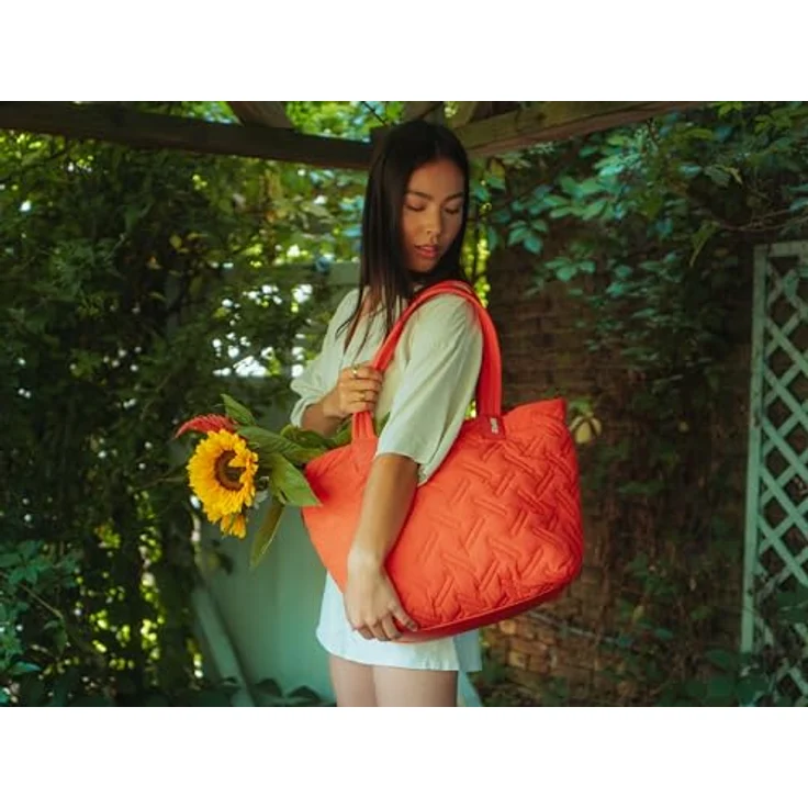 ZWEI Shopper Cleo CL200, trendiger Damen Shopper aus recyceltem Nylon, orange, 48 x 19 x 33 cm – Bild 5