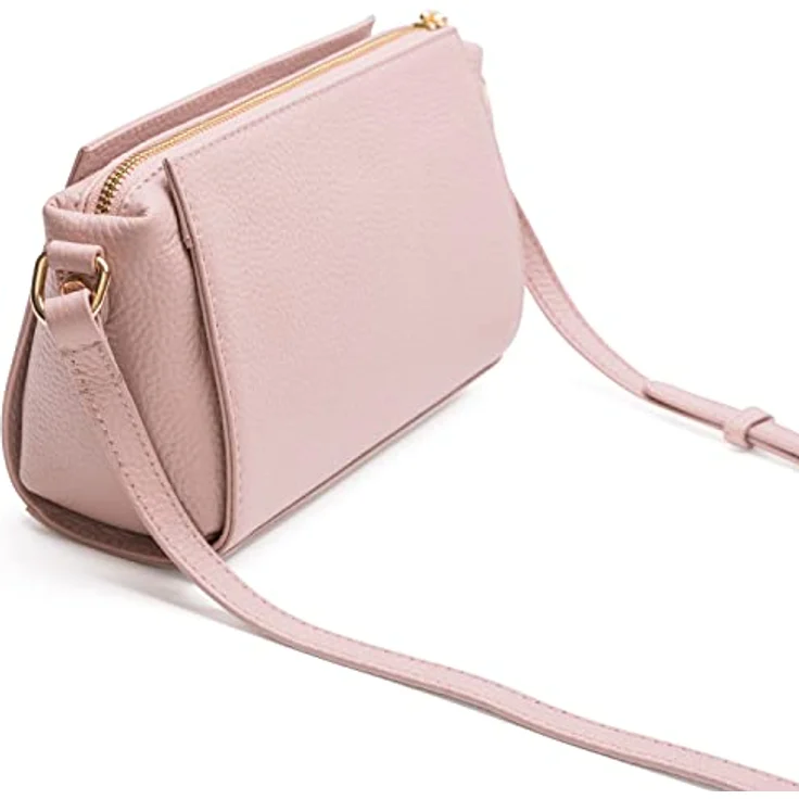 Lazarotti Umhängetasche Bologna Leather, Leder mit Reißverschluss- und Steckfach, schwarz – Bild 2