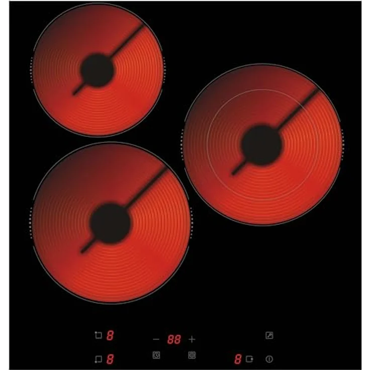 PKM Elektro-Kochfeld KF3F, 3 Kochzonen, 45 cm breit, Touch Control, Kindersicherung, 5000 Watt, Glaskeramik – Bild 1