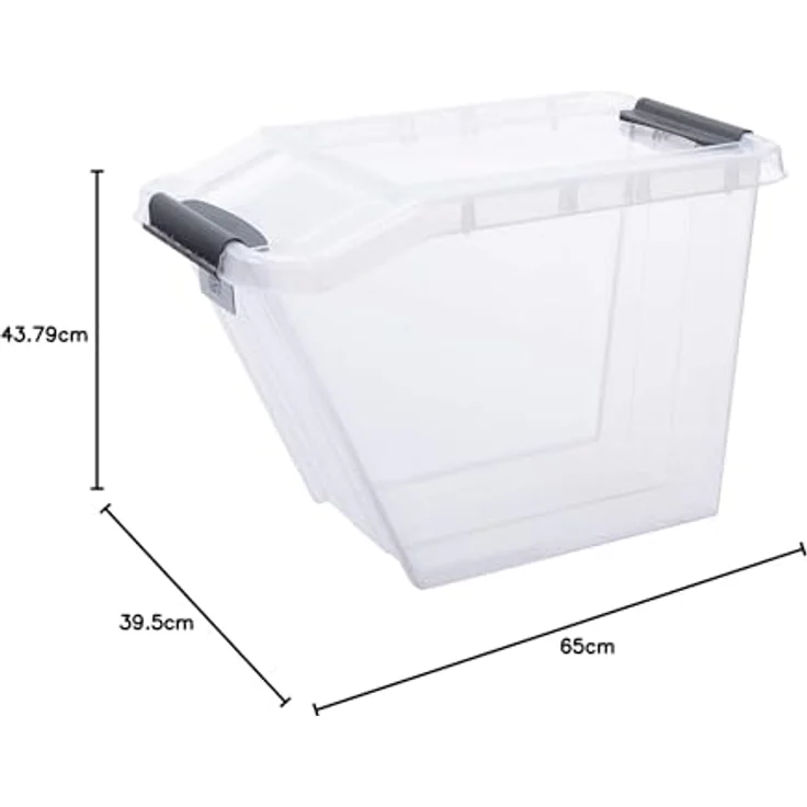 Plast Team Pro Box Aufbewahrungsbox mit Deckel und QR-Code Stapelbar Transparent (58L) - Organisierung leicht gemacht mit QR-Code und App – Bild 3