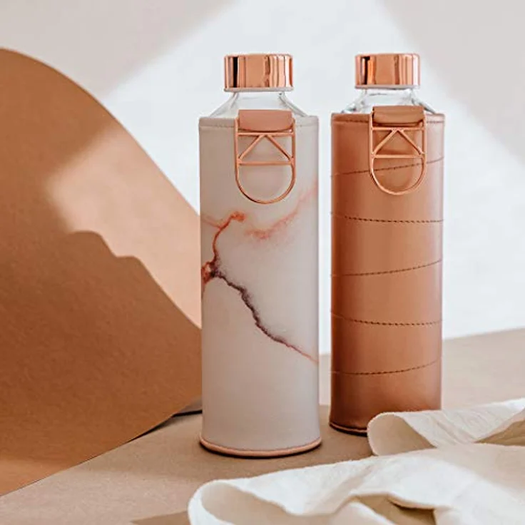 Equa Mismatch Lava Glasflasche mit Kunstlederhülle – Bild 6