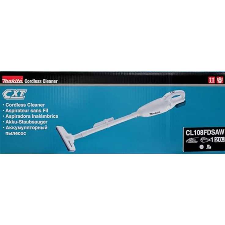 Makita Akku Staubsauger (Behälter 0,6 l, 3 Saugstufen, Saugkraft max. 30 W, beutellos, mit LED-Beleuchtung, mit Akku) CL108FDSAW, Weiß – Bild 4