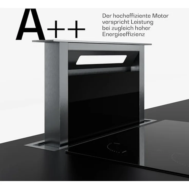 Klarstein Verosteel Dunstabzugshaube 60 cm - A++ Downdraft, 881,6 m³/h Boost, Touch-Bedienung, LED-Beleuchtung, Aluminium & Glas, spülmaschinenfester Filter – Bild 5