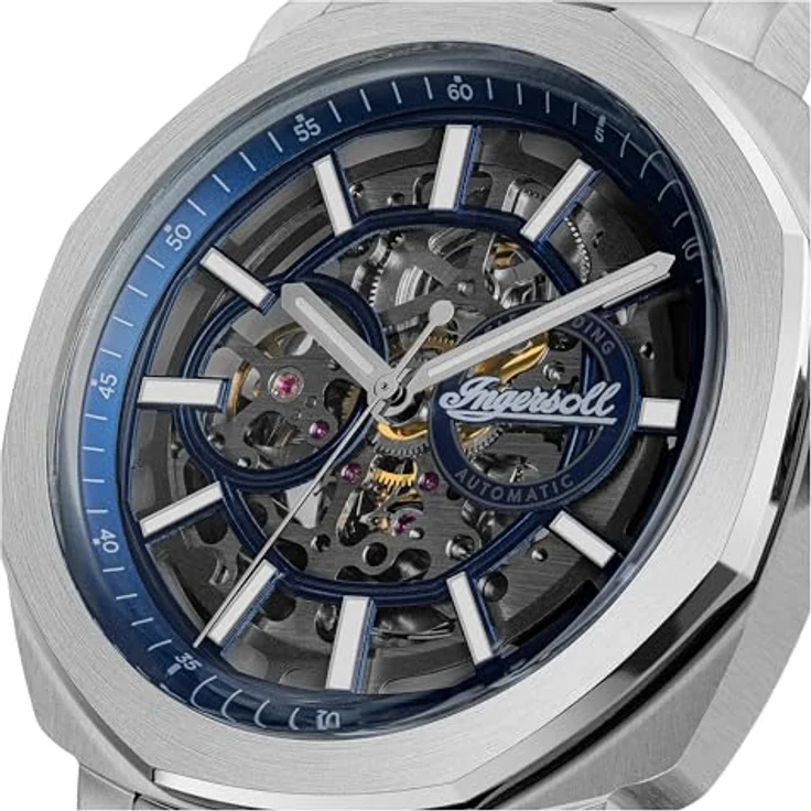 Ingersoll The Outrider, Herren Automatikuhr 44mm mit blauem Zifferblatt, Edelstahlarmband und kratzfestem Mineralglas – Bild 2