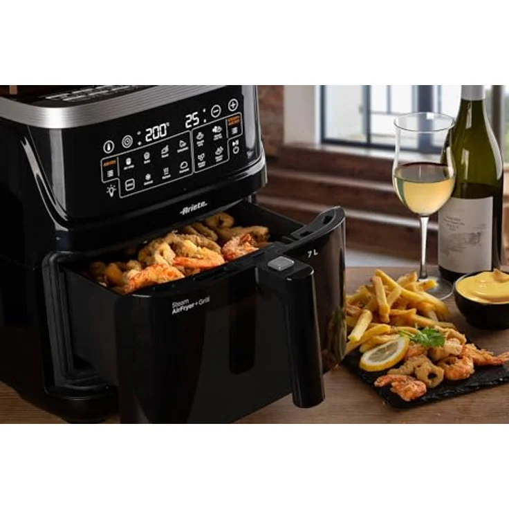 Ariete 4636 Heißluftfritteuse mit Dampf+ Grillfunktion, 1700W, Trocknungsfunktion, 10 Kochfunktionen, transparenter Korb, Timer, Innenbeleuchtung, Schwarz – Bild 8