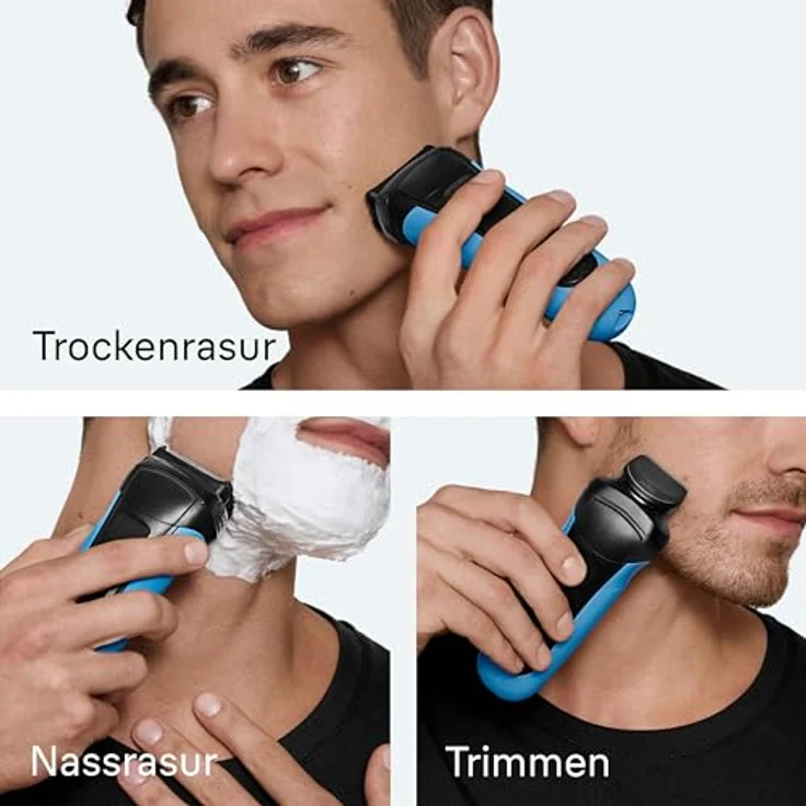 Braun Series 3, Elektrorasierer mit Barttrimmer-Aufsatz, wasserfest und 45 Minuten Akkulaufzeit – Bild 4
