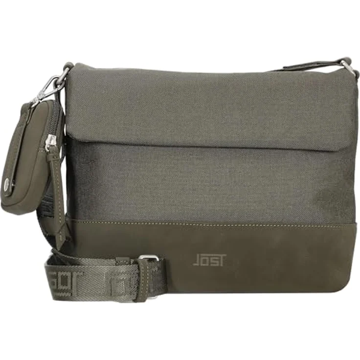 Jost Bodybag Andoya, Umhängetasche aus wasserabweisendem Polyester und Kunstleder, grau, 29 x 13 x 21 cm – Bild 1