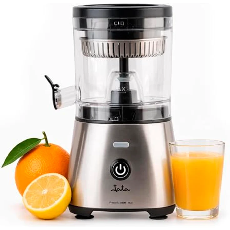 JATA JEEX1616 Elektrische Orangenpresse, automatisch, 300 W, Edelstahl, für Zitrusfrüchte, auslaufsicher, abnehmbare Teile, rutschfester Boden – Bild 1