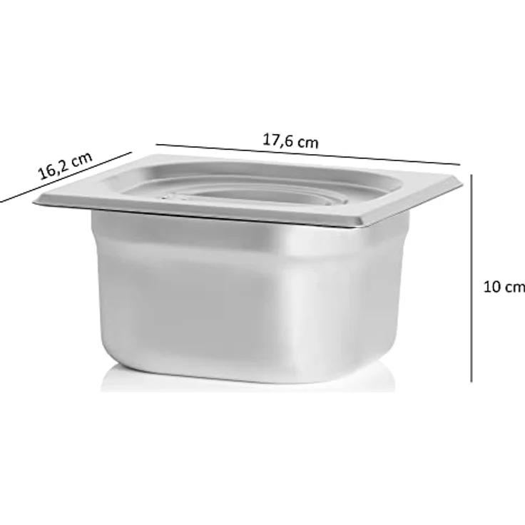 Mahlzeit Edelstahl Zutatenbehälter, 6 x 1/6 GN mit Gummifüßen, 102,5 x 24,5 x 21,5 cm, Cocktail Zutatenbehälter für Gastro, Küche und Buffet – Bild 5