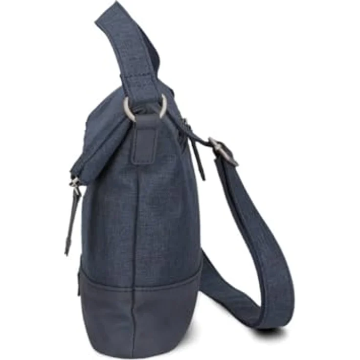 ZWEI Beuteltasche Olli OT6, leichte und kompakte Umhängetasche aus wasserabweisendem Nylon und Kunstleder, Schwarz – Bild 5