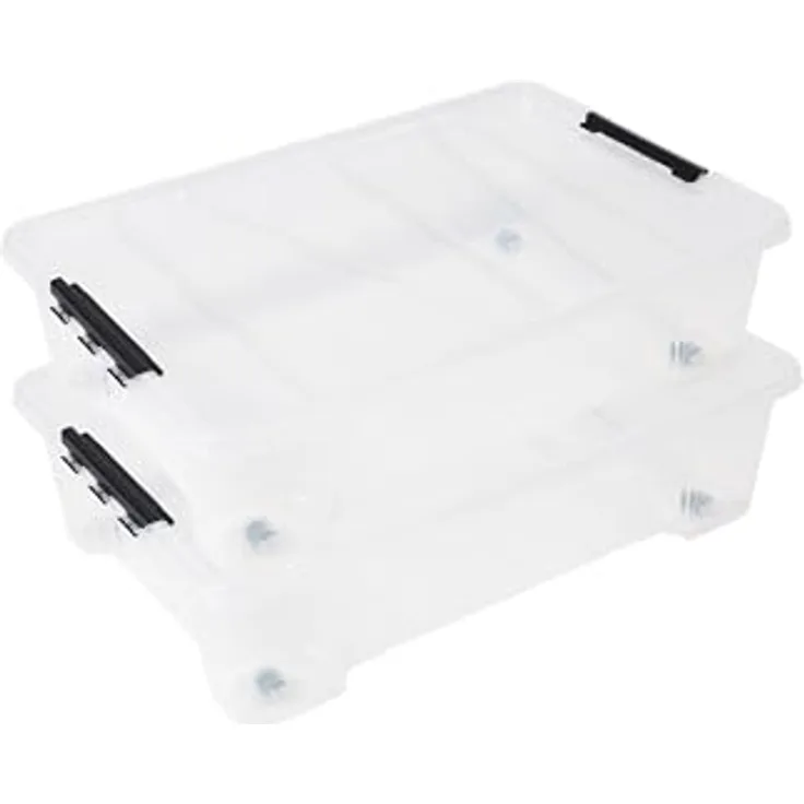 Ondis24 Unterbettbox Jolly mit Deckel und Rollen, Rollbox 25 L, Spielzeugkiste, Kiste stapelbar, Aufbewahrungsbox transparent (2) - Preisvergleich
