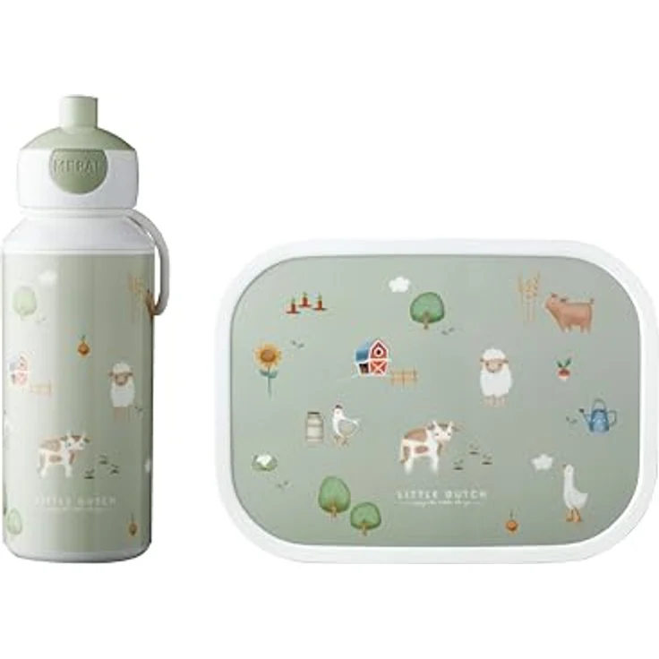 Mepal Campus Lunchset 400 ml + 700 ml, 2er Set, spülmaschinenfest, auslaufsichere Pop-up Trinkflasche und Brotdose mit Bento-Einsatz – Bild 1