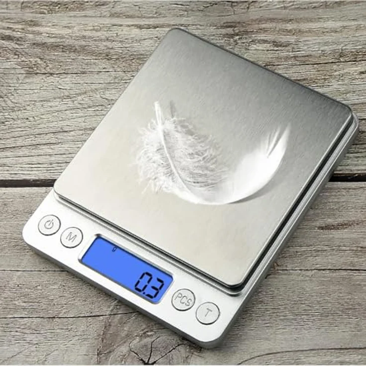 Ruhhy Digitale Präzisions-Grammwaage mit LCD-Display, Tara-Funktion und 2 abnehmbaren Wiegeschalen, hohe Präzision bis 0,1 g, ideal für Küche und Labor – Bild 4