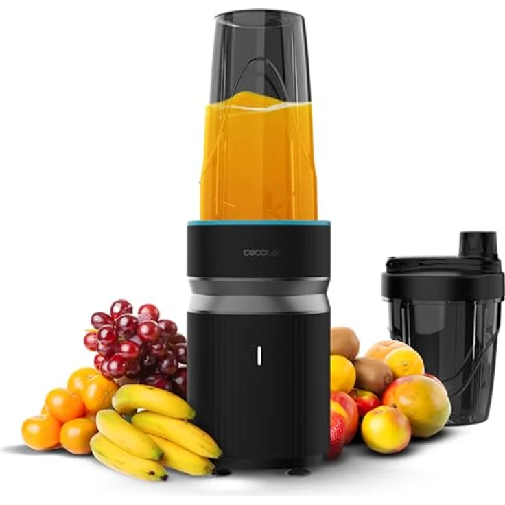 Cecotec Personal Blender PowerTitanium 1000 Push2Go Duo, 1000 W, 6-flügelige Edelstahlklinge, LED-Display, zwei Becher (500 ml und 700 ml) – Bild 1