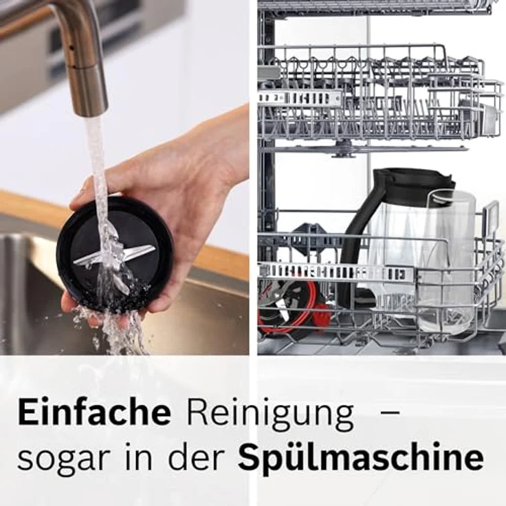 Bosch Serie 4 MMB6174S Standmixer, 1200W, ToGo-Flasche 0,6L, mit ThermoSafe Glasbehälter, silber – Bild 6