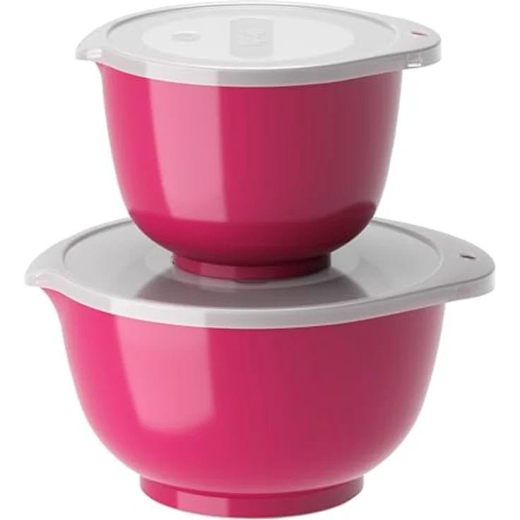 Rosti Margrethe Rührschüssel Set, 4-teilig aus Kunststoff, 1,5 und 3 Liter, mit Deckeln, Beetroot – Bild 1
