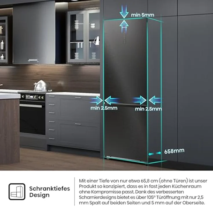 HISENSE RB5P410SAFC Kühlgefrierkombination, 413 l, Energieeffizienzklasse C, 2030 mm hoch, Schwarz – Bild 6