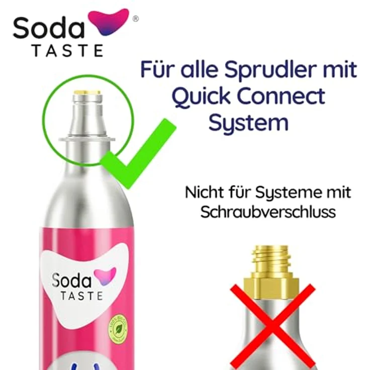 SodaTASTE Quick Zitrone CO2-Zylinder Refill für Wassersprudler, natürliches Zitronenaroma, zuckerfrei, für max. 60l Sprudelwasser, kompatibel mit Quick Connect System – Bild 3