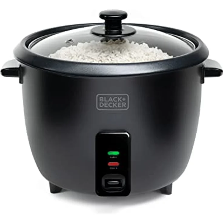 Black & Decker BXRC1800E Reiskocher, 700 Watt, antihaftbeschichtet, 1,8 Liter, Koch- und Dampfgarfunktionen, Aluminium, schwarz – Bild 3