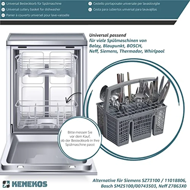 Kenekos Besteckkorb Spülmaschine, hitzebeständiger Geschirrspüler Zubehör mit 7 Fächern, kompatibel mit Siemens, Bosch, Neff – Bild 3
