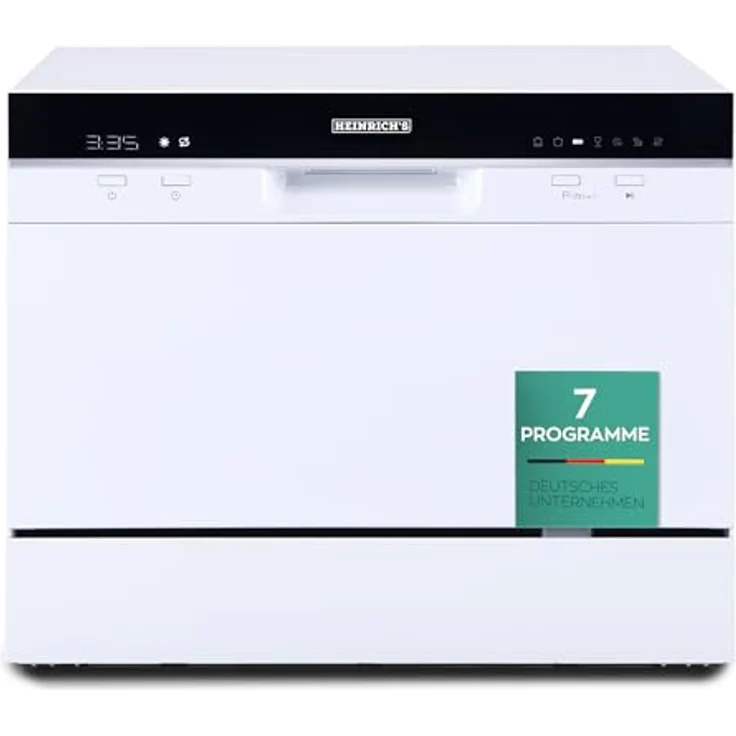 Heinrich´s Mini Geschirrspüler, tragbarer Tischgeschirrspüler mit 6,5L Wasserverbrauch, 7 Programme, freistehend, lautlos (47 dB) – Bild 1