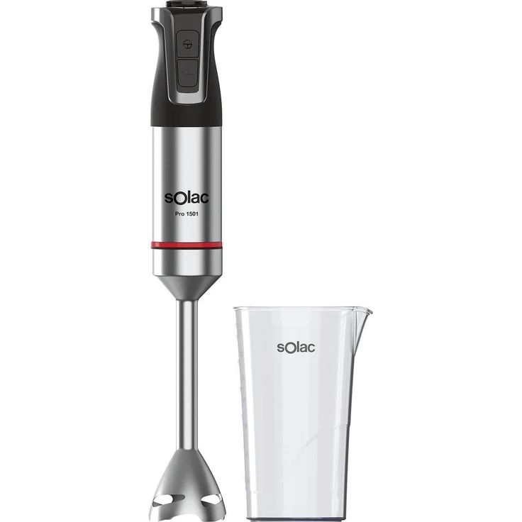 Solac Pro 1501, Stabmixer mit 1500 Watt, stufenloser Geschwindigkeitskontrolle, Edelstahl, Silber Schwarz, 0,7 Liter Gefäß – Bild 1