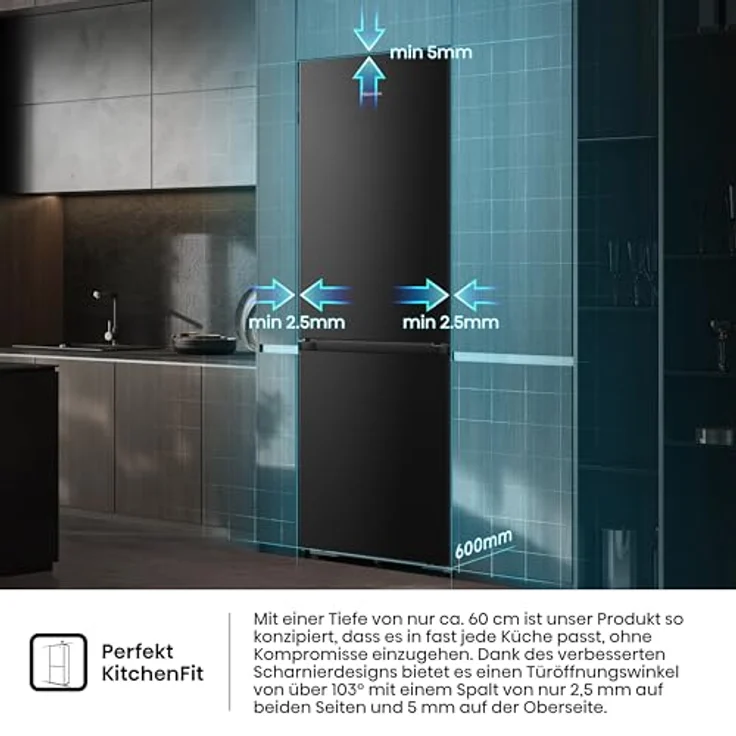 HISENSE RB3K330SAFC Kühlgefrierkombination, 330 l, 1856 mm hoch, Schwarz, mit ConnectLife, Boden-Kühlsystem und Moisture Fresh Crisper – Bild 5