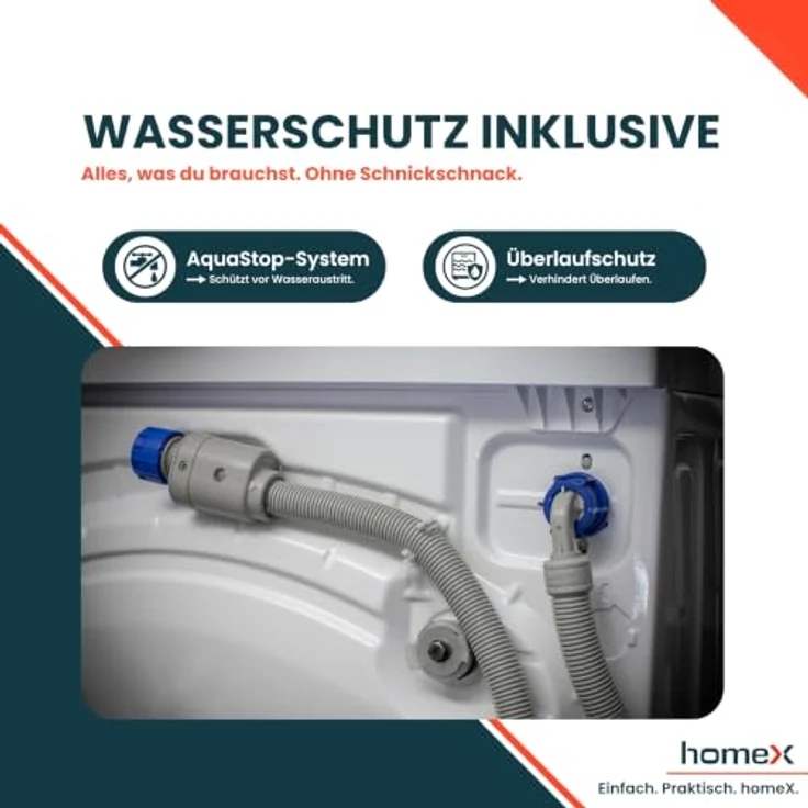 homeX WF1014H1A-W Waschmaschine 10 kg, Frontlader, 1.400 U/Min, Dampffunktion, AquaStop, Inverter Motor, 15 Programme – Bild 5