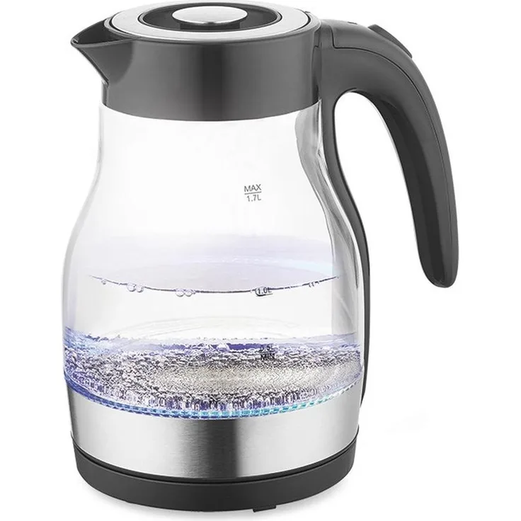 Maestro MR-061 Black Wasserkocher, 2200 Watt Leistung, 1,7 Liter Volumen, Überhitzungsschutz, Wasserstandanzeige