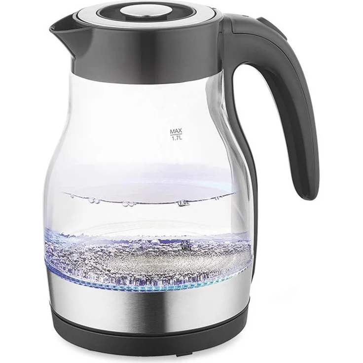 Maestro MR-061 Black Wasserkocher, 2200 Watt Leistung, 1,7 Liter Volumen, Überhitzungsschutz, Wasserstandanzeige