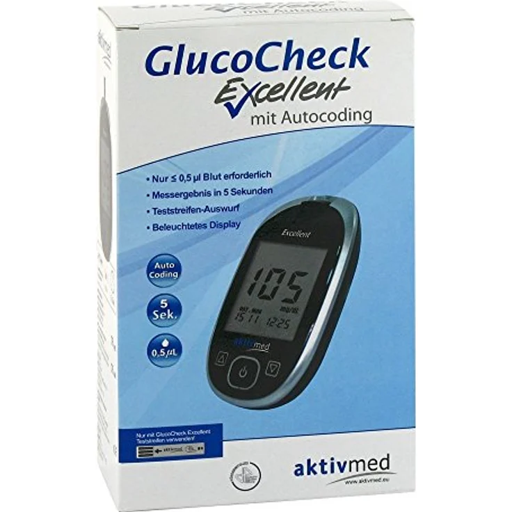 GlucoCheck Excellent Blutzuckermessgerät (mg/dl) zur Blutzucker-Kontrolle bei Diabetes – Bild 1