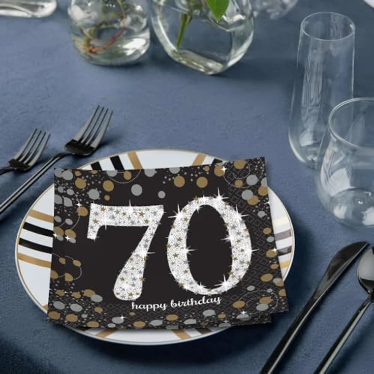 Glitzernde Servietten in Gold Schwarz für Runden Geburtstag – Bild 5