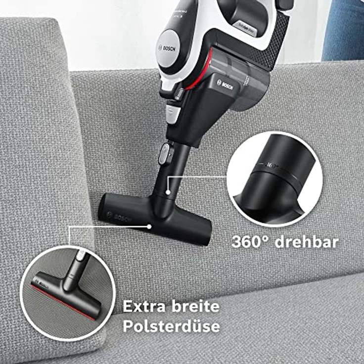 Bosch XXL-Polsterdüse BHZUXXLN, geeignet für Unlimited 6, 7 und 8 Akku-Staubsauger, 360° Rotation, ideal zur Fahrzeug-Innenreinigung, schwarz – Bild 2