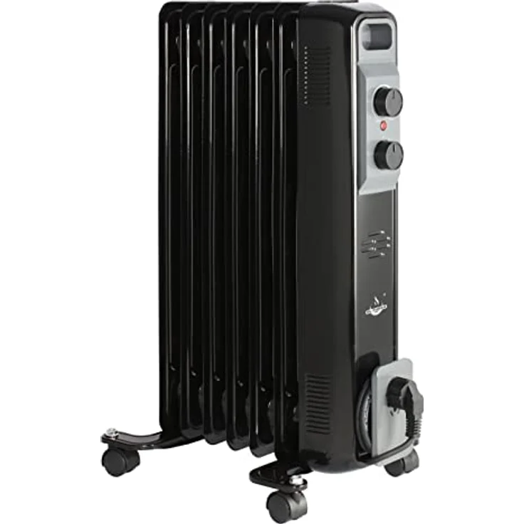 El Fuego® Mobiler Elektro-Ölradiator" | mit 7 Rippen | Farbe: Schwarz | stromsparend | 600/900 / 1500 Watt | Heizung Heizgerät Elektroheizung – Bild 2