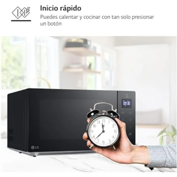 LG MH7032JAS Mikrowelle mit Grill und LED-Display, 30 L und 900 W, Grillfunktion 1000 W, schnelleres Kochen, geschmacksneutral, einfache Reinigung, Schwarz – Bild 4