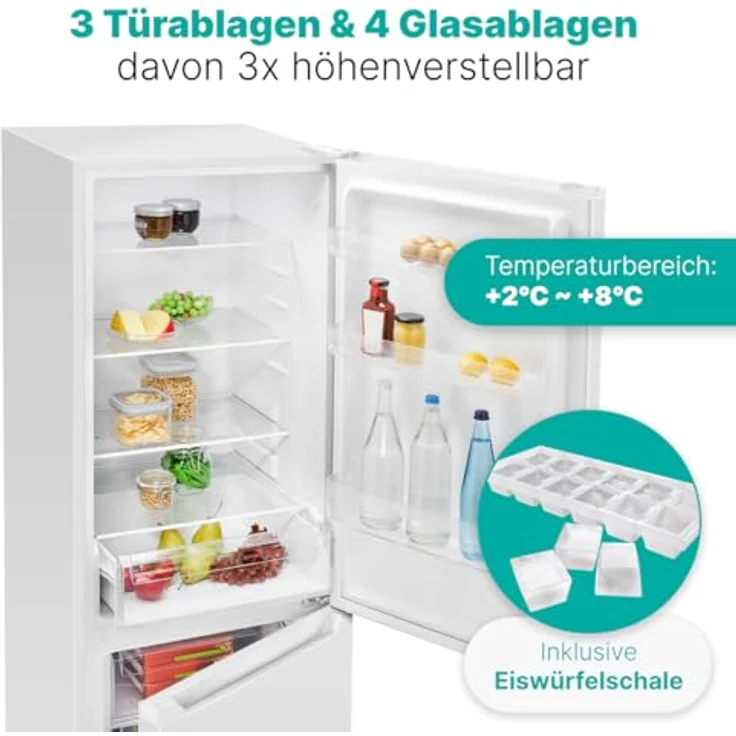 Bomann XXL Kühlschrank mit Gefrierfach 186cm | 60cm breit | Kühlgefrierkombi 315L | 40db | KG 7357 weiß – Bild 4