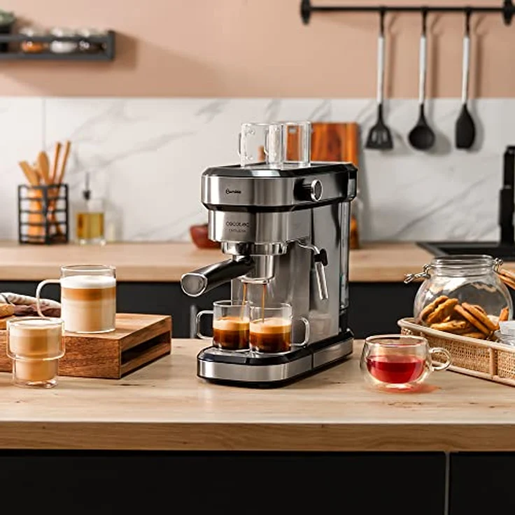 Cecotec Cafelizzia 790 Steel Duo - Espressomaschine, 1350 W, für Espresso und Cappuccino, Thermoblock-System, 20 bar, Auto-Modus für 1-2 Tassen, schwenkbare Dampfdüse, Filterzubehör für Kapseln – Bild 2