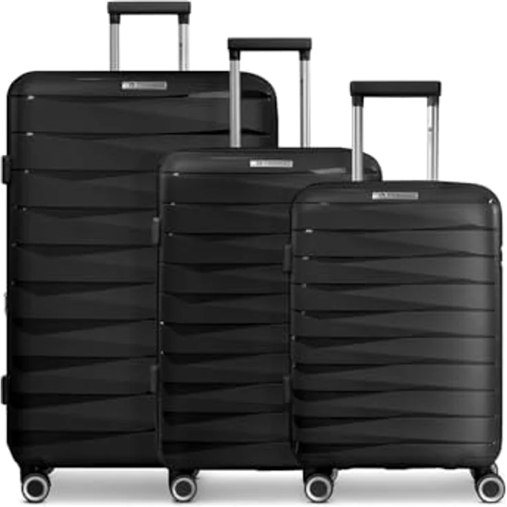 Franky Trolleyset London, 4 Rollen, (3-teilig, 3 tlg), Polycarbonat, Leichtgewichtiger Koffer mit TSA-Schloss, Blau – Bild 1