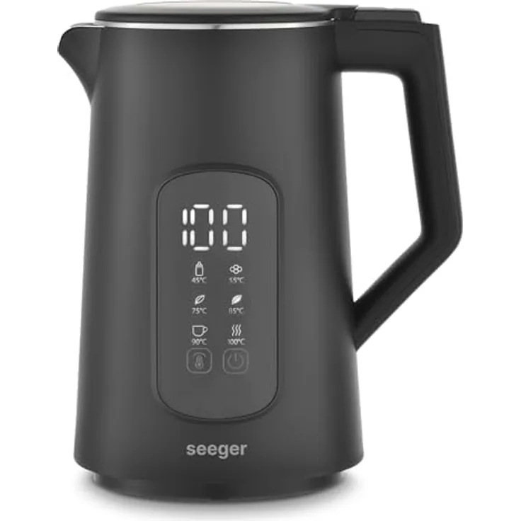 SEGER Wasserkocher 1,7L mit Temperatureinstellung 40-100°C, BPA-frei, LED digitale Temperaturanzeige, Warmhaltefunktion bis 2 Stunden