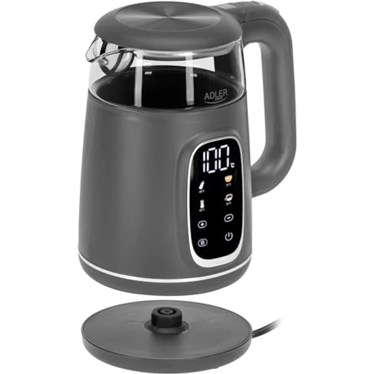 ADLER Wasserkocher AKS 2200, 1,7L mit Touchpanel, 5 Temperaturprogrammen, Warmhaltefunktion und LED-Display, mit Filter – Bild 2