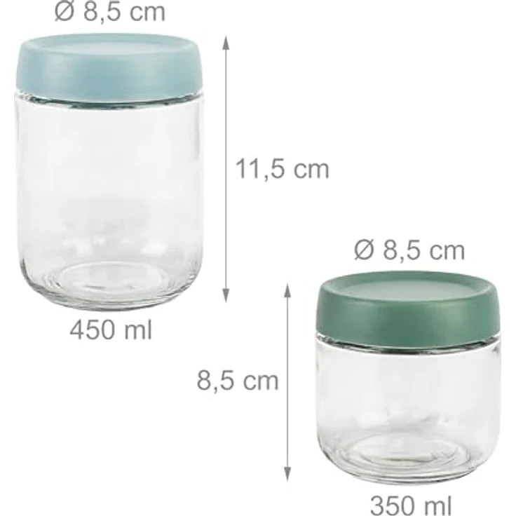 relaxdays Einmachglas Einmachgläser 6er Set, 350 ml und 450 ml, mit luftdichtem Twist-Off-Deckel, transparent und pastellfarben – Bild 5