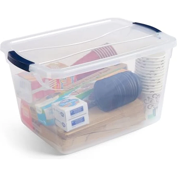 RUBBERMAID Cleverstore Aufbewahrungsbehälter, stapelbar, groß, mit robusten, transparenten Deckeln 30 Quart - 6 Pack farblos – Bild 4