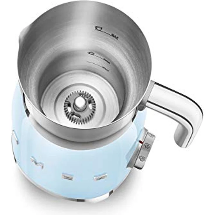 Smeg MFF01PBEU Milchaufschäumer, 500W, 600ml warme & 250ml kalte Milch, hellblau – Bild 5