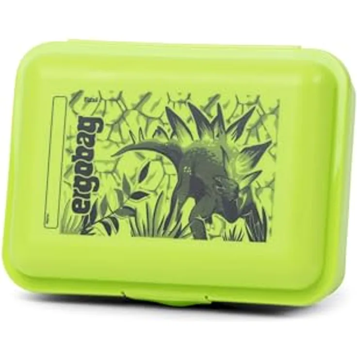 ergobag Brotdose mit Motiv und Trennfach BPA-frei Spülmaschinenfest Robust Kinderfreundlich Dino - Grün