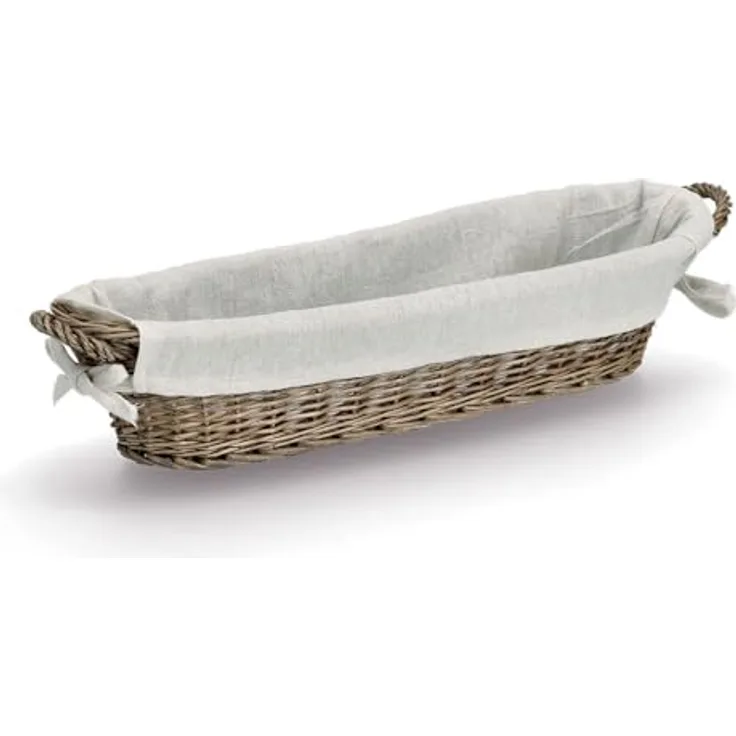 Zeller 14175 Baguette-Korb im Landhausstil, Weide mit Canvas Beutel und zwei Griffen