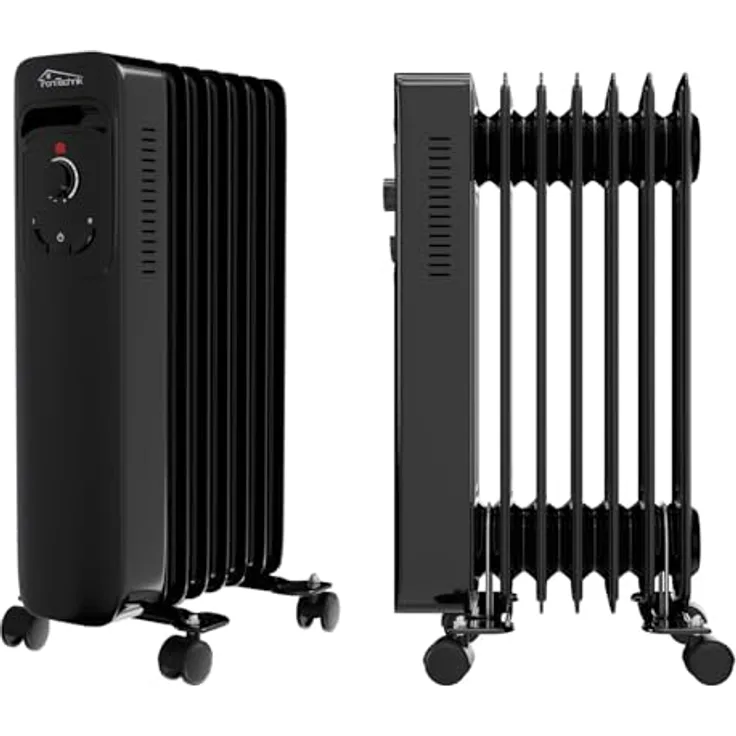 Tronitechnik® Ölradiator TT-OR 207 Elektroheizung Schwarz 3 Heizstufen 7 Rippen Energiesparend Überhitzungsschutz