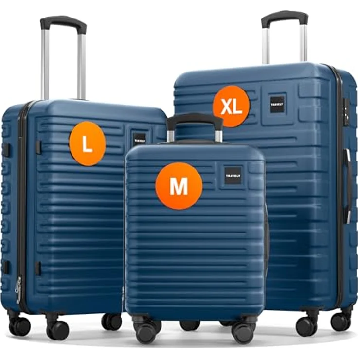 Travely Premium Koffer Set: 28", 24" & Handgepäck Koffer - Robuste Reisekoffer mit TSA Schloss, mehr als 250L Volumen, sanfte Rollen – Bild 1