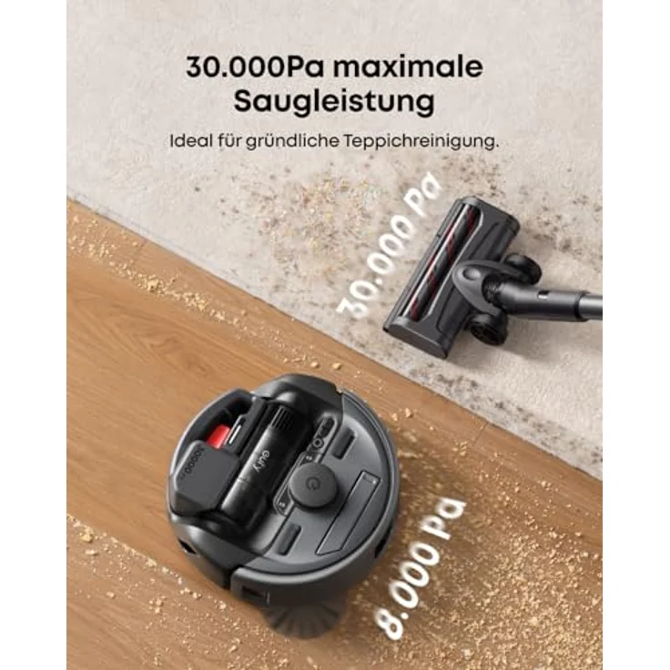 eufy Saugroboter 3-in-1 E20, Max. 30.000Pa, 5-Stufen-Filter, Präzise Hinderniserkennung, Schnelladung, Ideal für Teppiche, Spalten & Treppen – Bild 3