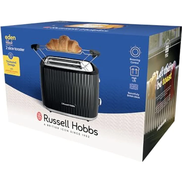 Russell Hobbs Toaster Eden (6 Bräunungsstufen, Hebefunktion, Auftau-, Aufwärm- & Stoppfunktion, Krümelschublade, Brötchenaufsatz, Schwarz) – Bild 12