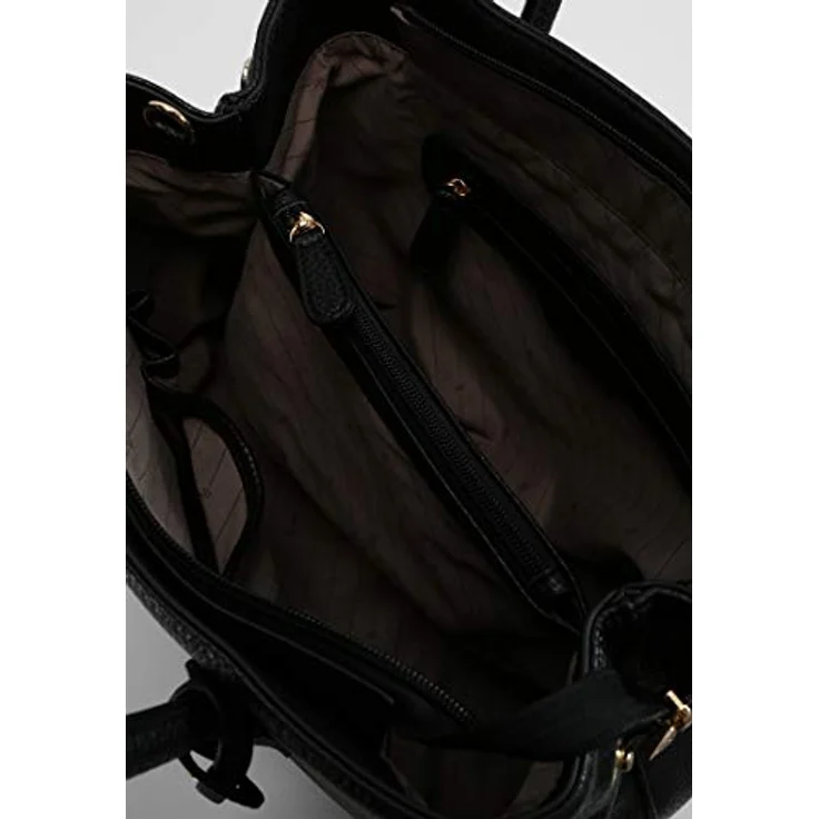 L.CREDI Maxima Handtasche, 33 cm x 14.5 cm x 25 cm, schwarz, 100% Polyurethan – Bild 4